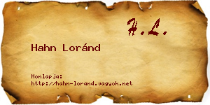 Hahn Loránd névjegykártya